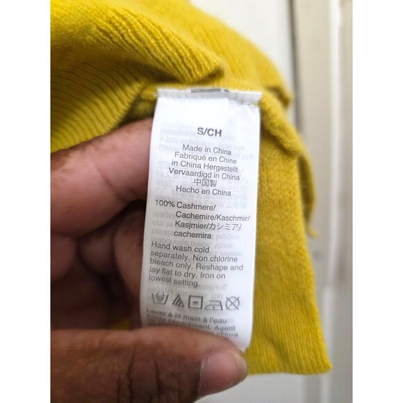 J. Crew Yellow 100% Cashmere Crewneck Sweater Women's Small Long Sleeve Soft Pul - Picture 9 of 9